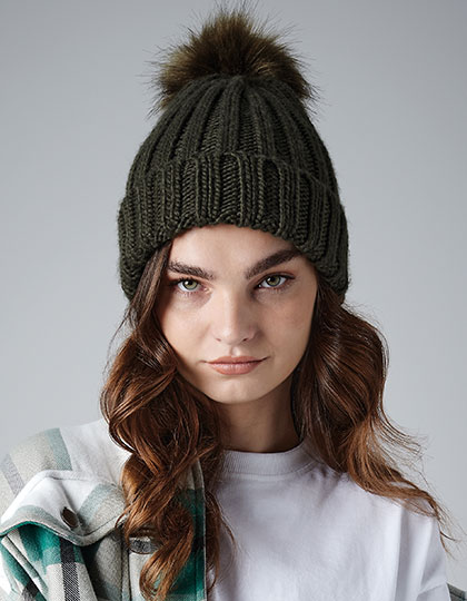 Beechfield CB413 Czapka zimowa Verbier Faux Fur Pop Pom Chunky Beanie 