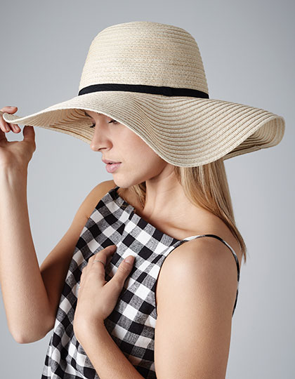 Beechfield CB740 Słomiany damski kapelusz Marbella Wide-Brimmed Sun Hat