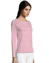 Koszulka SOL'S - L01403 Women´s Long Sleeve Striped T-Shirt Marine